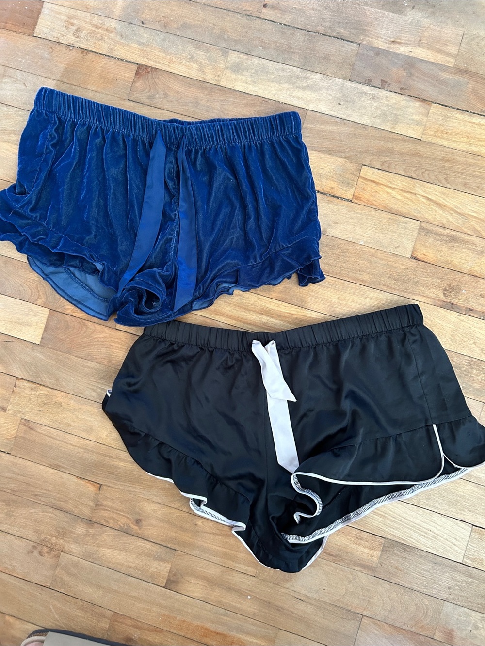 Victorias Secret Satin & Velvet Ruffle Sleep Shorts